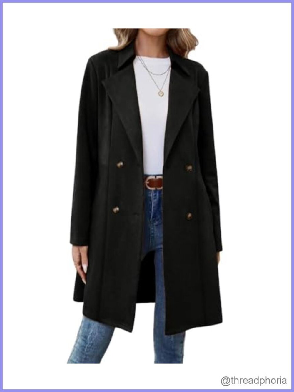 Faux Suede Mid Long Trench Coat Double Breasted Peacoat Blazer Jacket